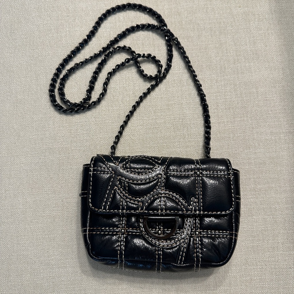 PG Black Quilted Leather Crossbody Bag